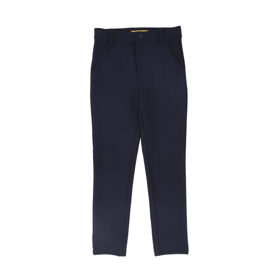 LE BOURDON NAVY SOLID FITTED PANTS