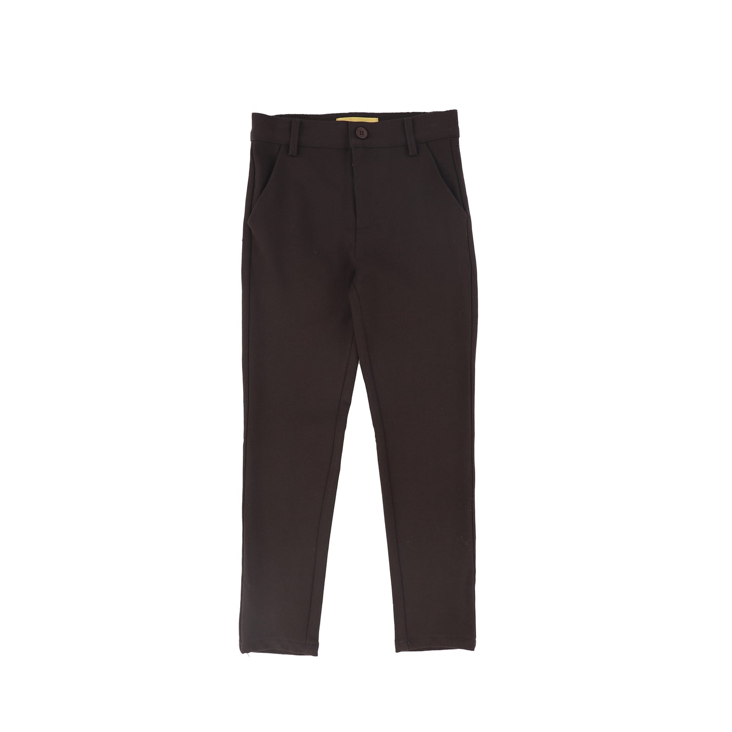 LE BOURDON BROWN SOLID FITTED PANTS