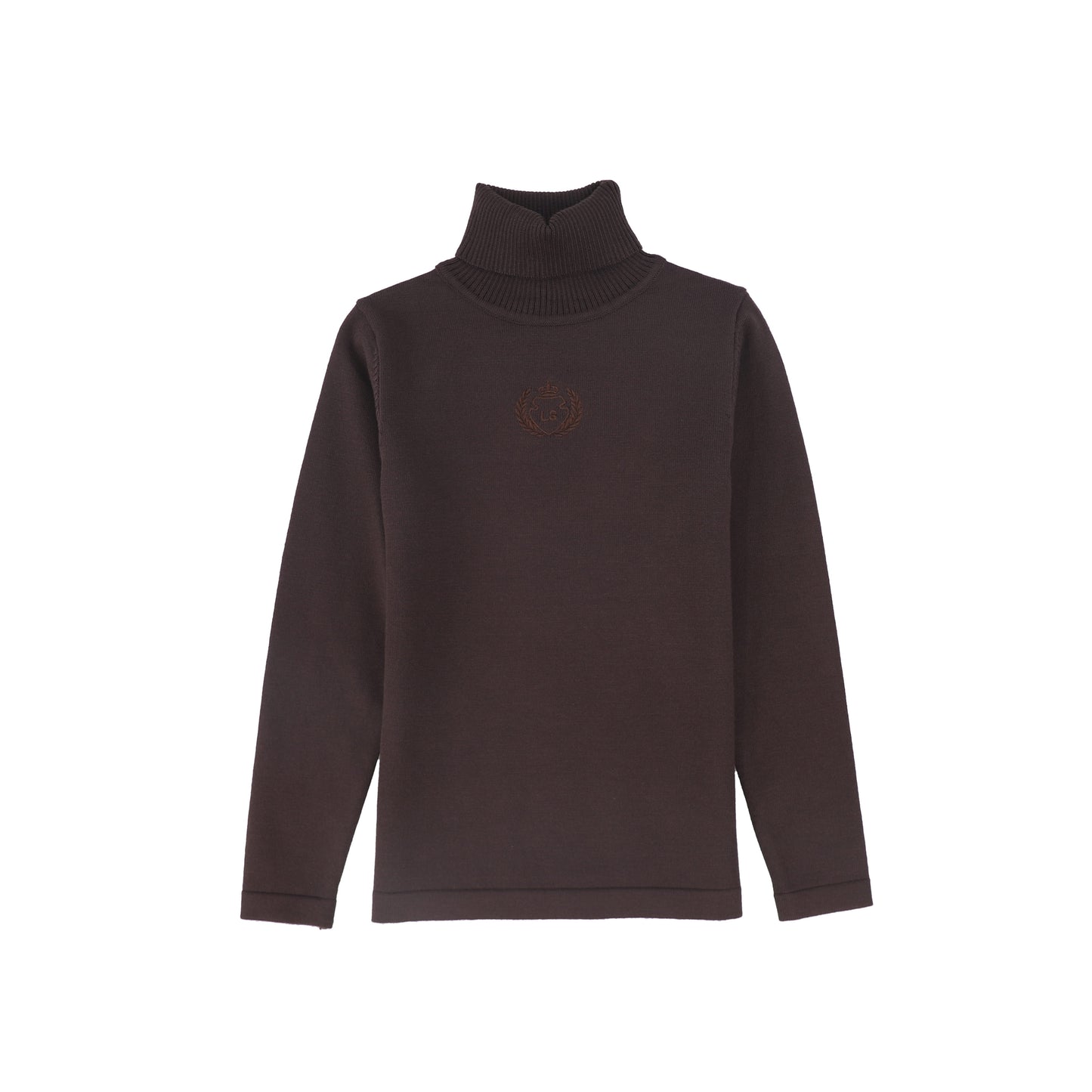 LE BOURDON BROWN FITTED KNIT TURTLENECK