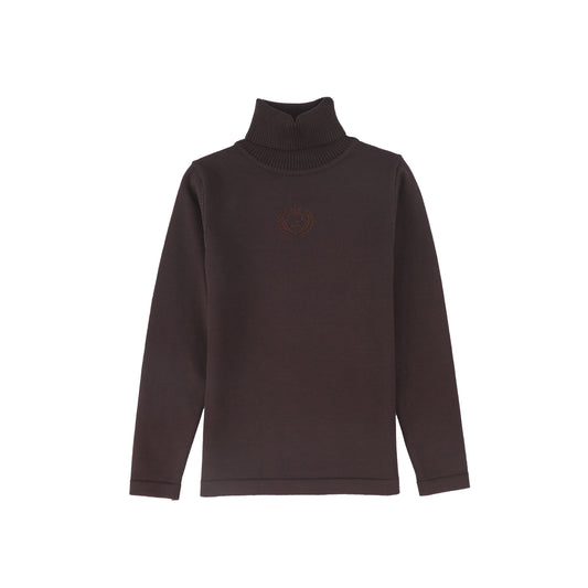 LE BOURDON BROWN FITTED KNIT TURTLENECK