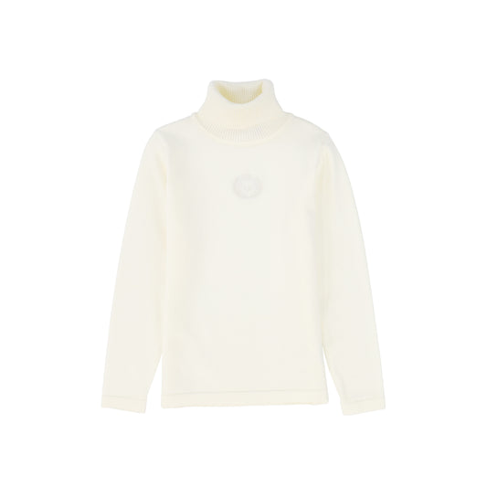 LE BOURDON CREAM FITTED KNIT TURTLENECK