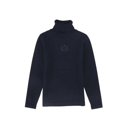 LE BOURDON NAVY FITTED KNIT TURTLENECK