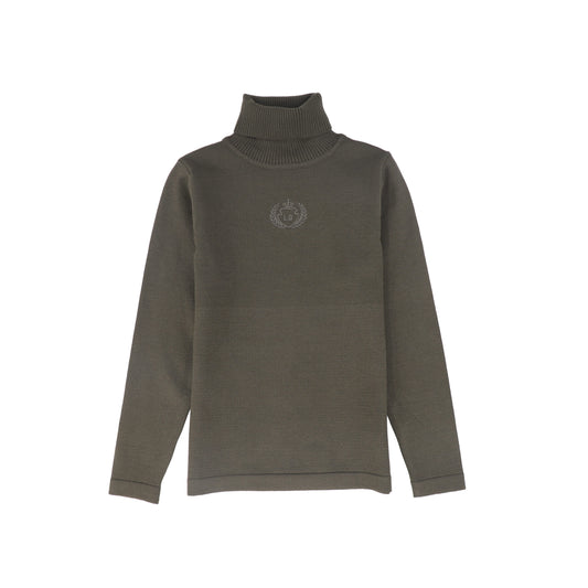 LE BOURDON OLIVE FITTED KNIT TURTLENECK