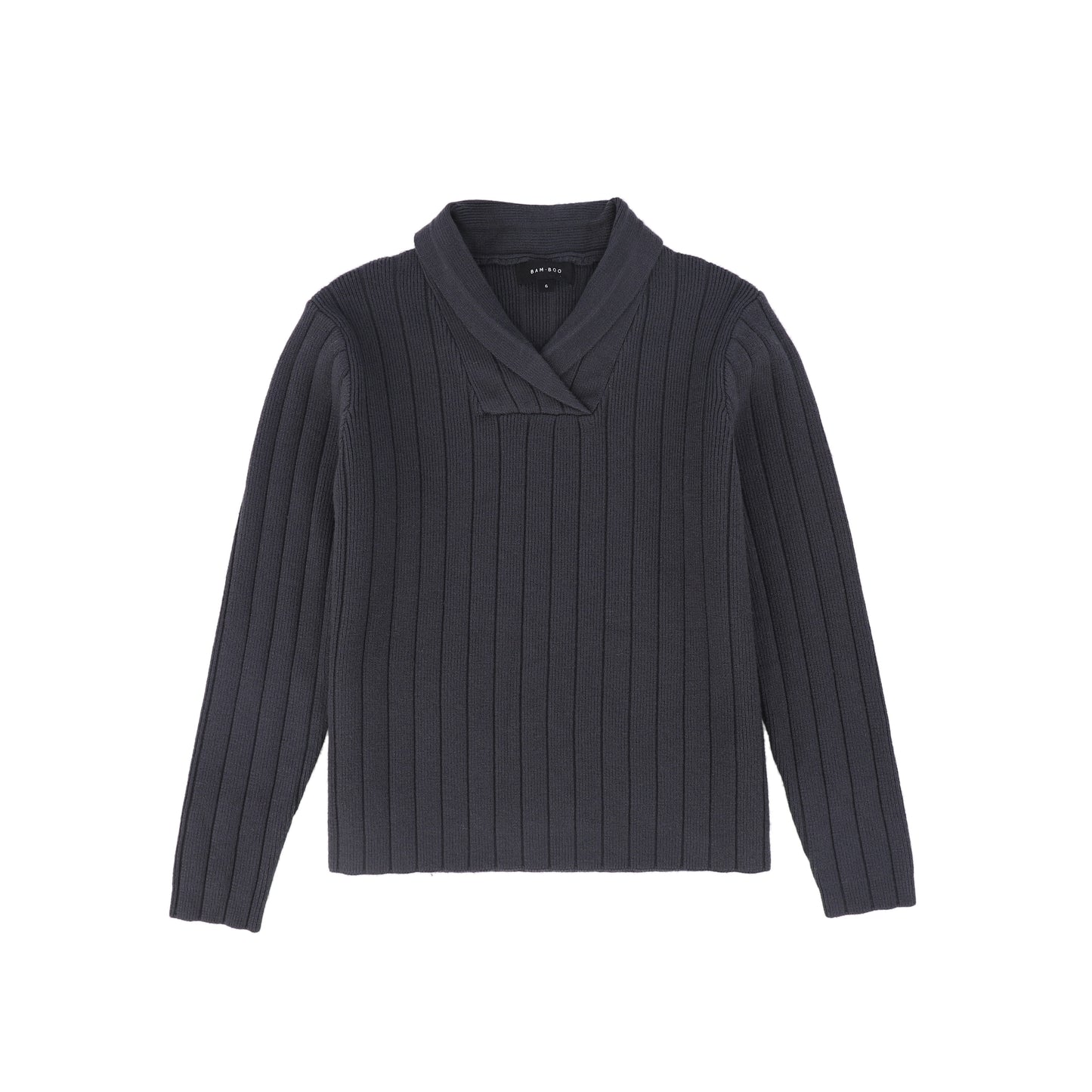 BAMBOO GREY WIDE RIBBED KNIT SWEATER