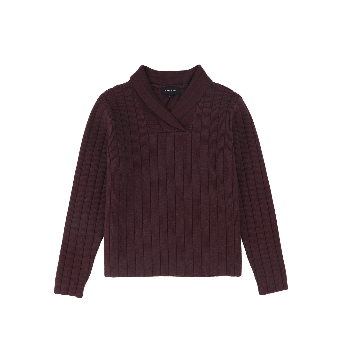 BAMBOO BURGUNDY WIDE RIBBED KNIT SWEATER