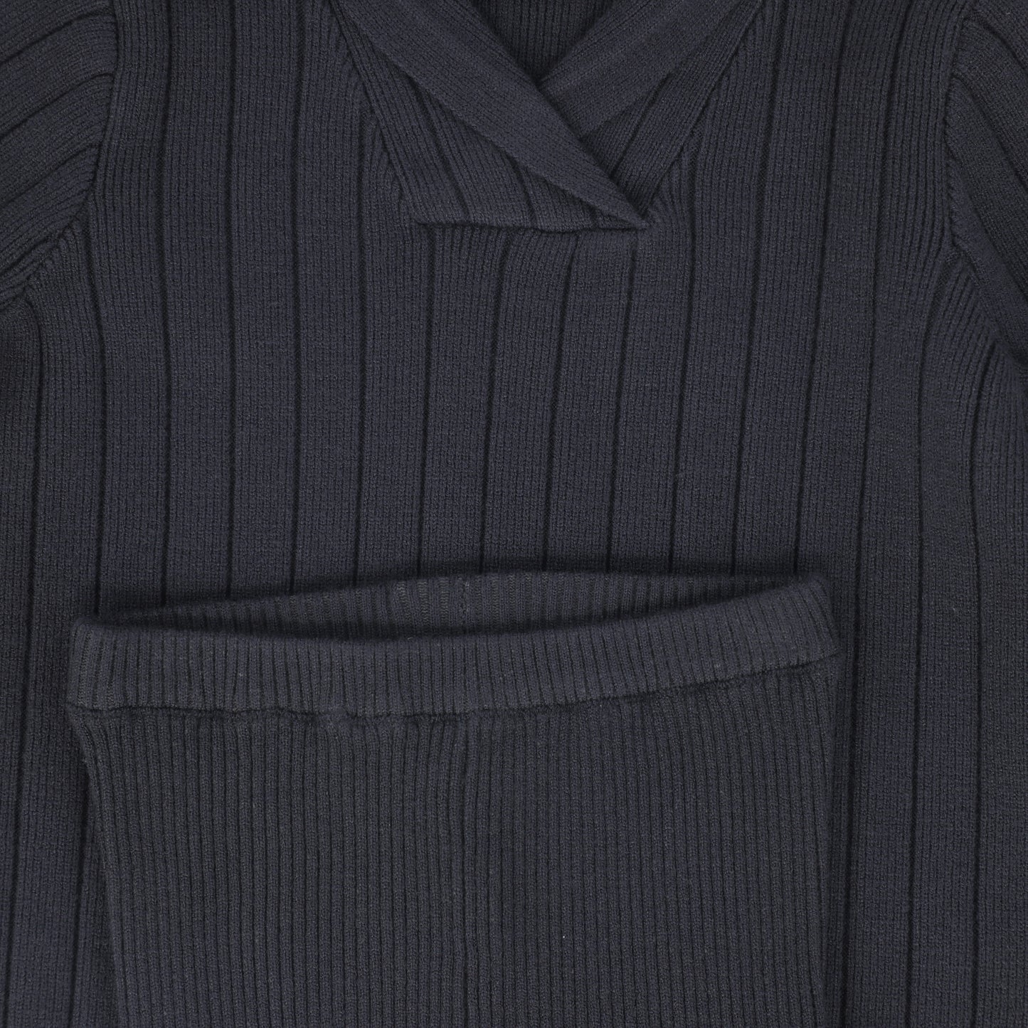BAMBOO GREY WIDE RIBBED KNIT SWEATER SET