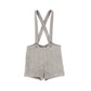 LE BOURDON BROWN HERRINGBONE SUSPENDER SHORTS