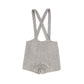 LE BOURDON BROWN HERRINGBONE SUSPENDER SHORTS