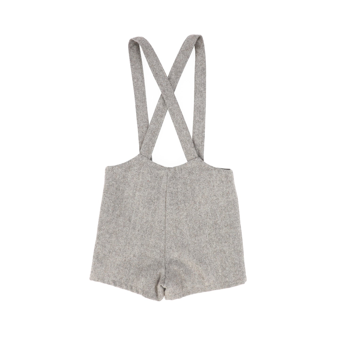 LE BOURDON BROWN HERRINGBONE SUSPENDER SHORTS
