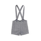 LE BOURDON NAVY HERRINGBONE SUSPENDER SHORTS