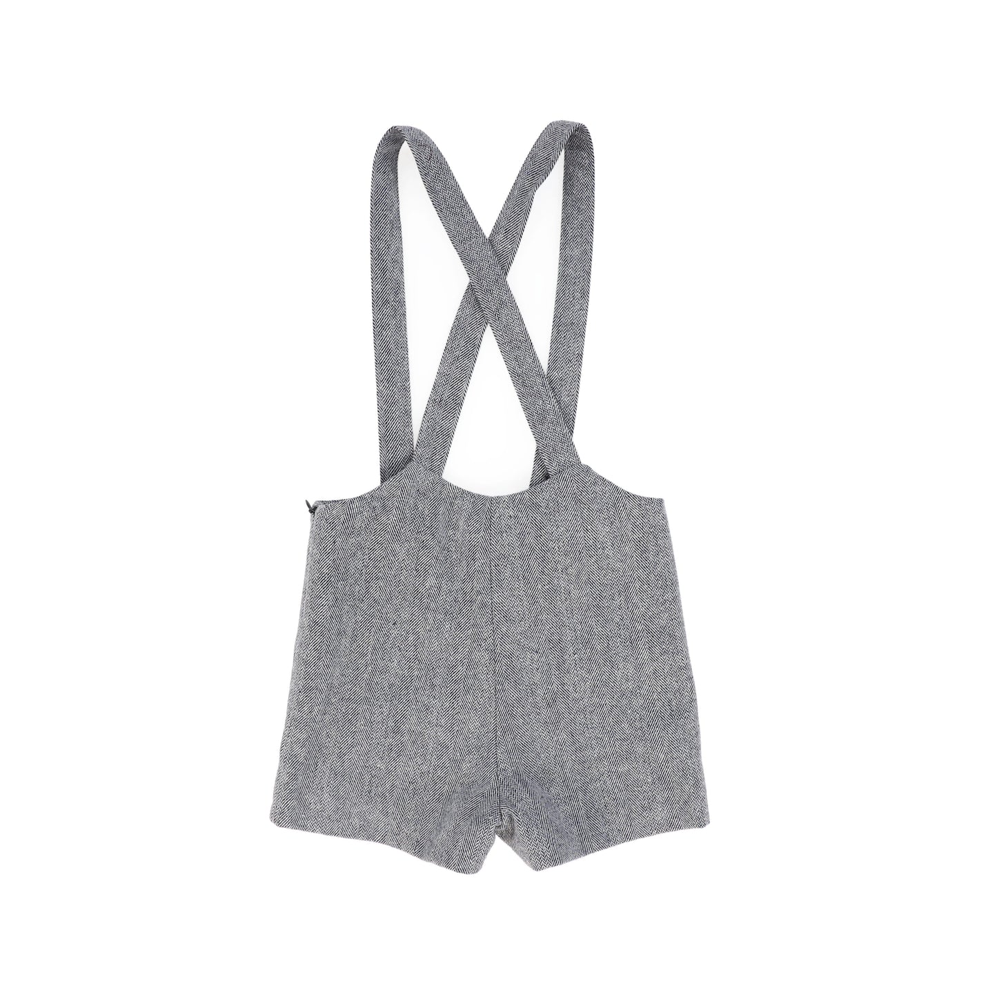 LE BOURDON NAVY HERRINGBONE SUSPENDER SHORTS