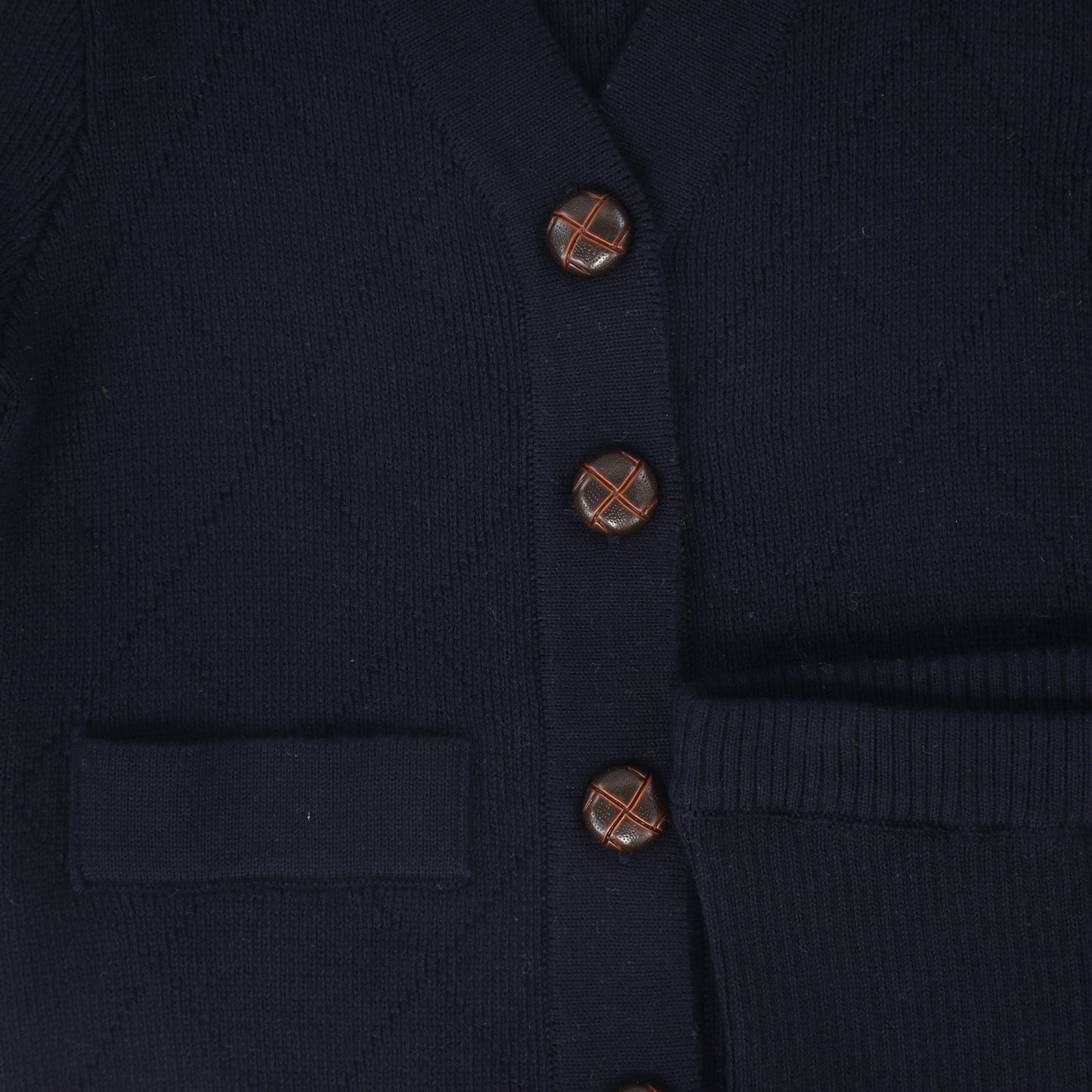 LE BOURDON NAVY QUILTED KNIT VEST SET