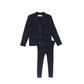 LE BOURDON NAVY QUILTED KNIT VEST SET