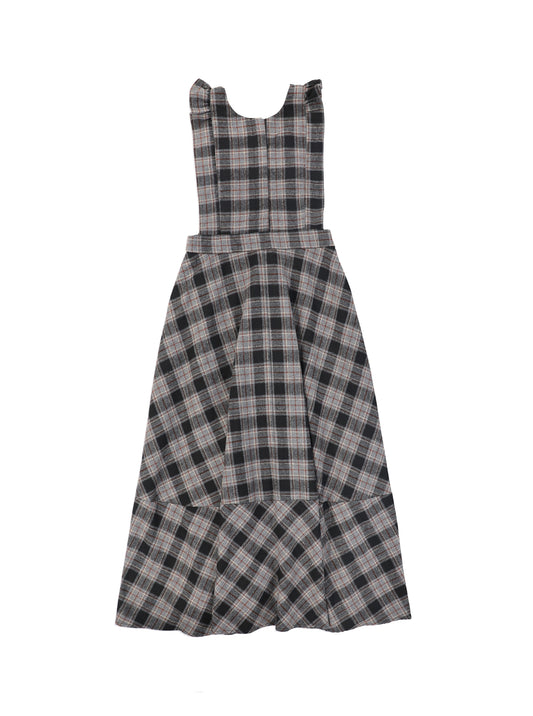 VALENTINA BLACK/IVORY WOOL PLAID BUTTON JUMPER