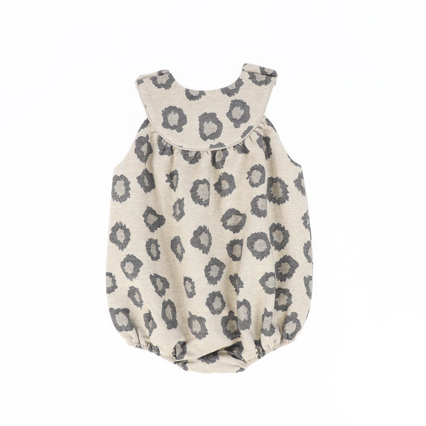BAMBOO BEIGE LEOPARD PIPED ROMPER