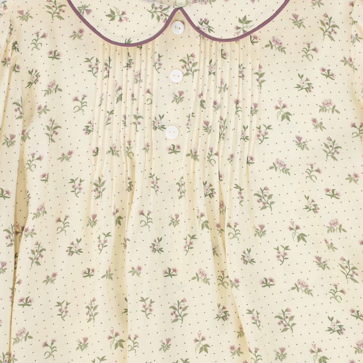 BAMBOO CREAM/BURGUNDY FLORAL PRINT PLEAT BLOUSE
