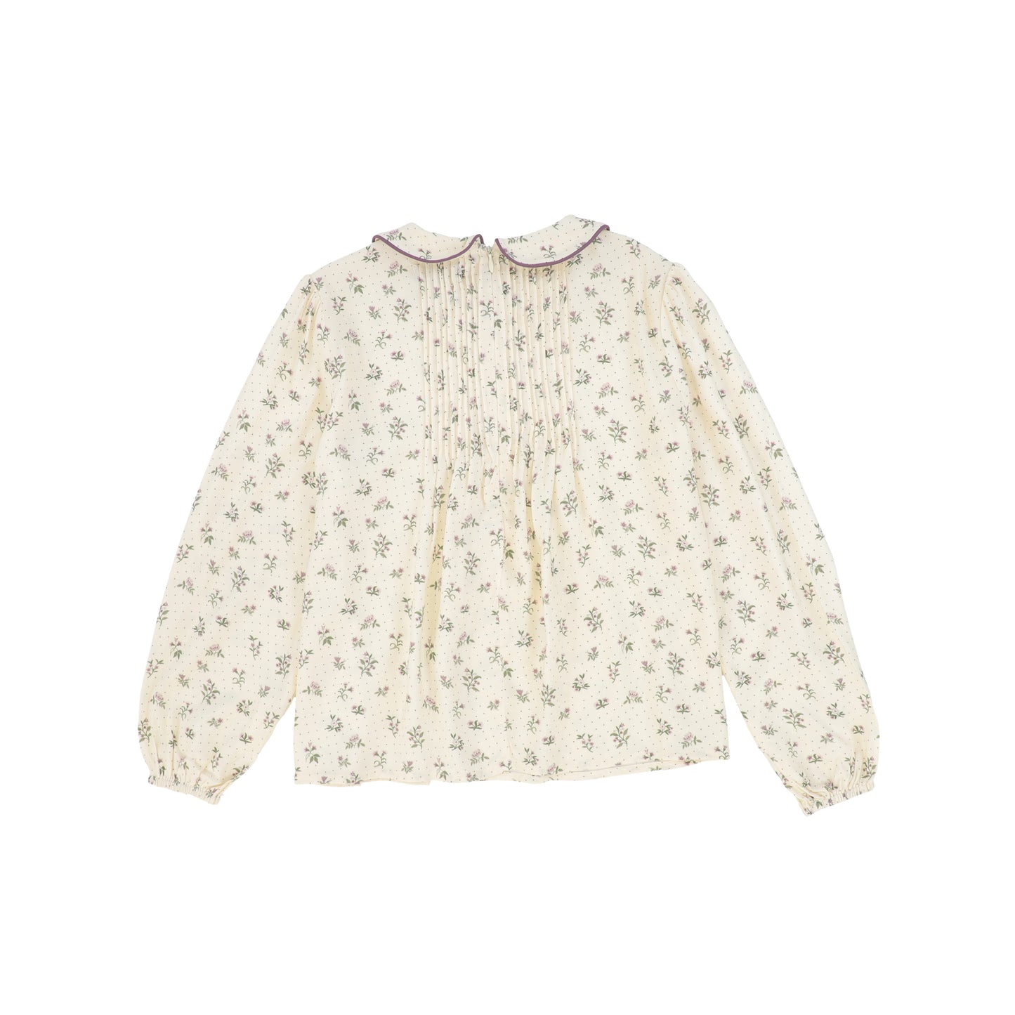 BAMBOO CREAM/BURGUNDY FLORAL PRINT PLEAT BLOUSE