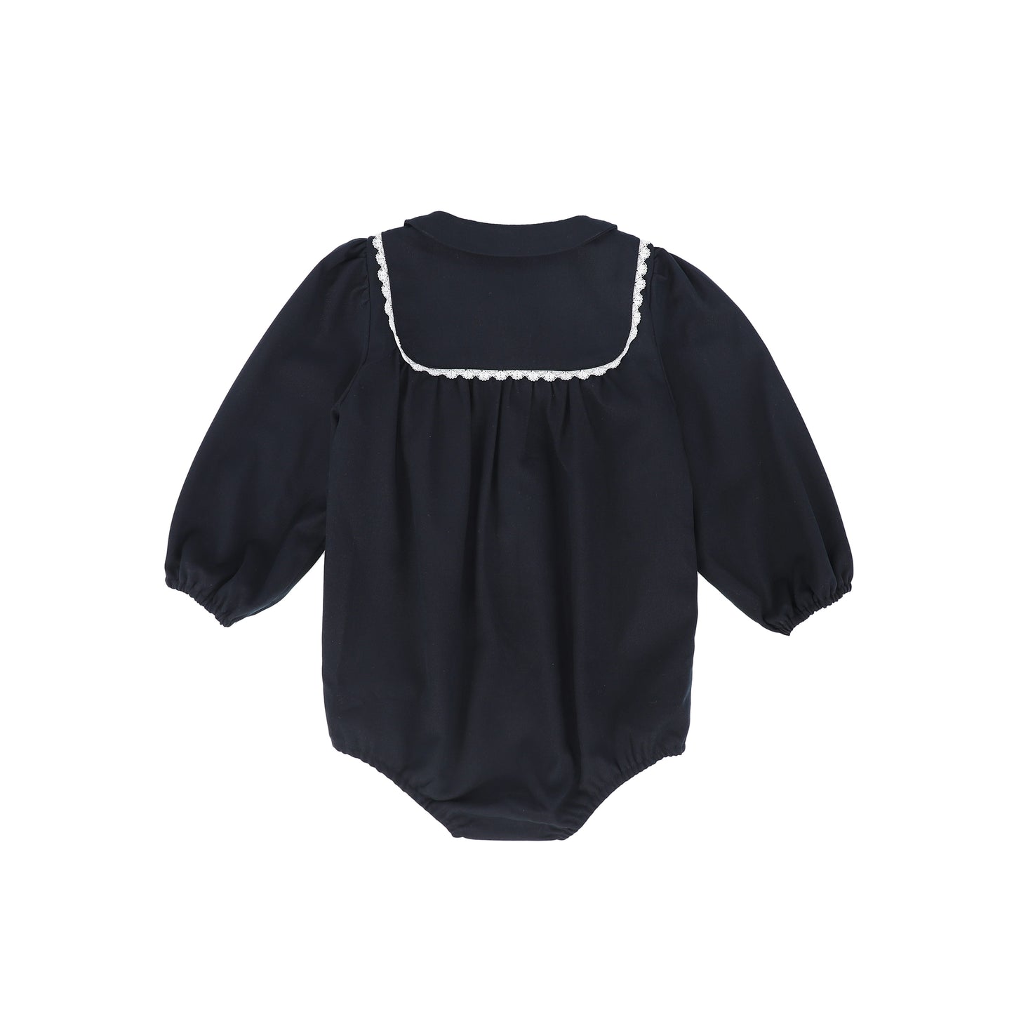 BAMBOO NAVY EMBROIDERED TRIM COLLAR ROMPER