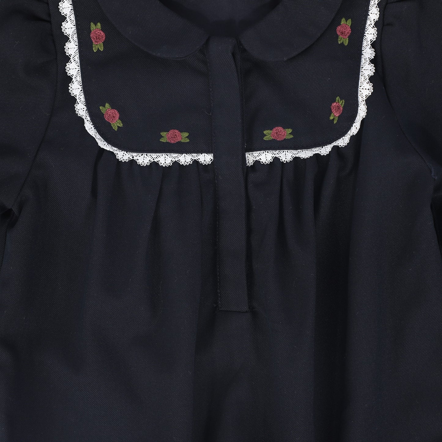 BAMBOO NAVY EMBROIDERED TRIM COLLAR ROMPER
