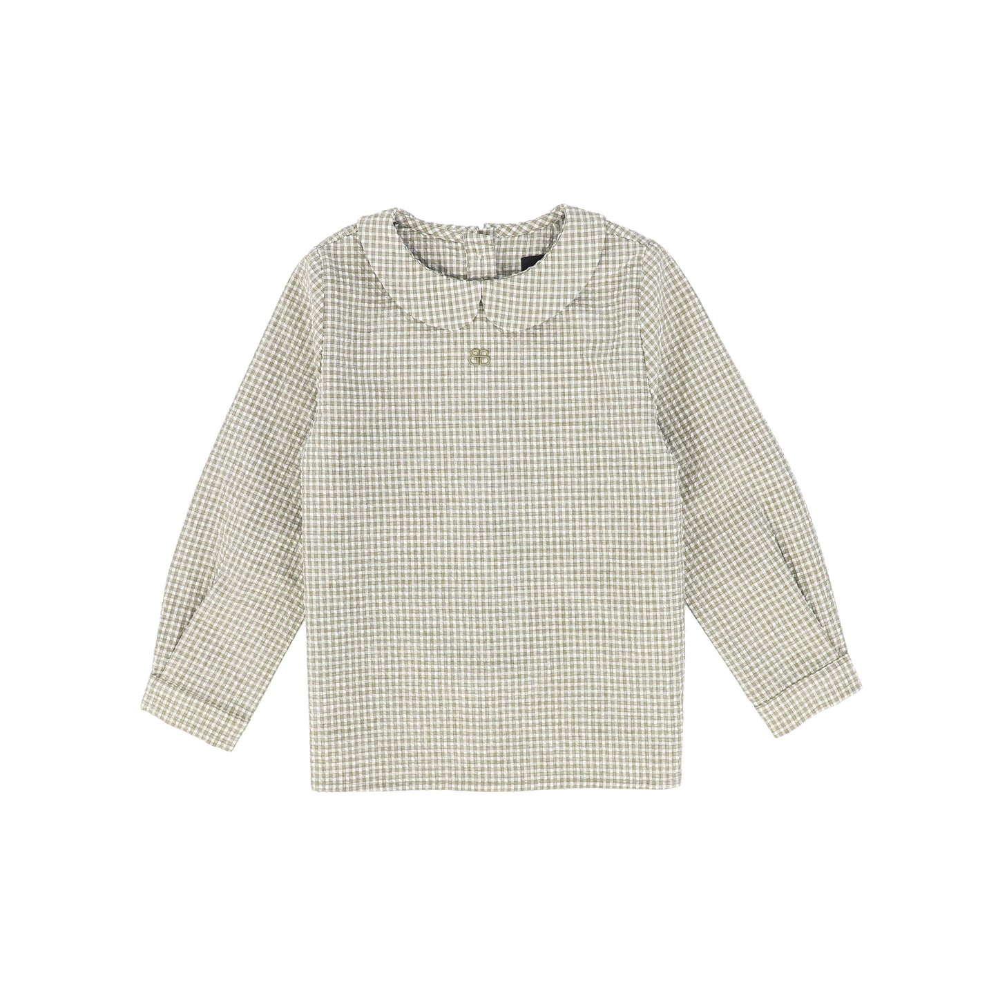 BAMBOO GREEN CHECKED COLLAR BLOUSE