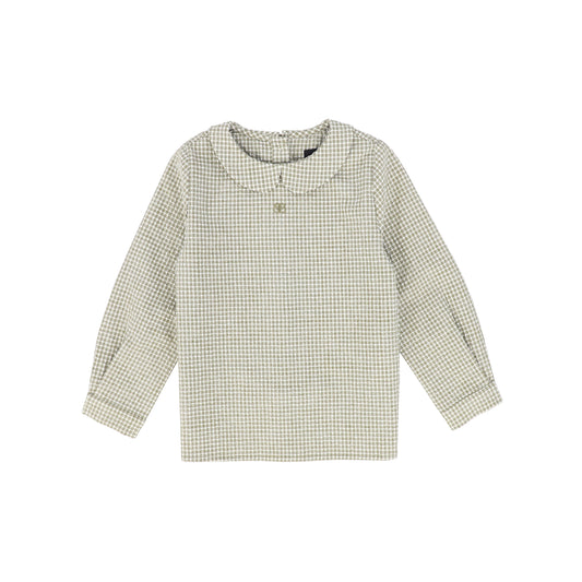 BAMBOO GREEN CHECKED COLLAR BLOUSE