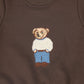 BAMBOO BROWN EMBROIDERED BEAR SWEATSHIRT SET