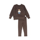 BAMBOO BROWN EMBROIDERED BEAR SWEATSHIRT SET