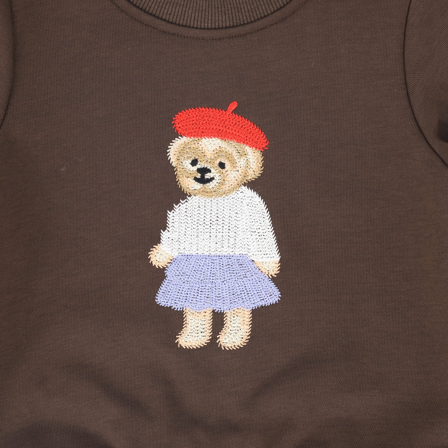 BAMBOO BROWN EMBROIDERED DOLL SWEATSHIRT SET