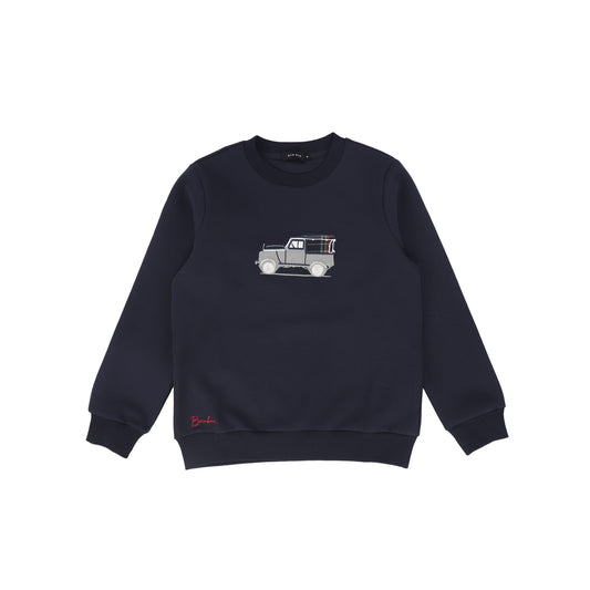 BAMBOO NAVY TRUCK EMBROIDERED SWEATSHIRT