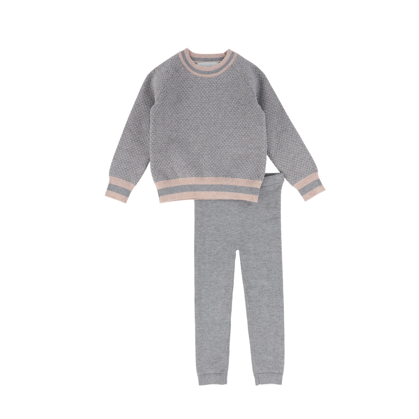 BACE COLLECTION LIGHT GREY PRINT KNIT SWEATER SET