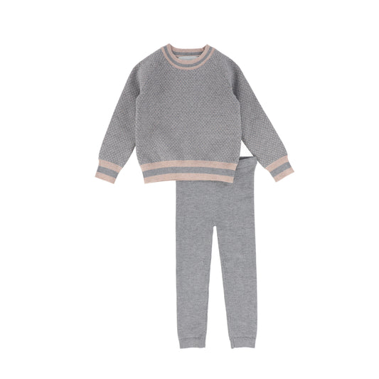 BACE COLLECTION LIGHT GREY PRINT KNIT SWEATER SET