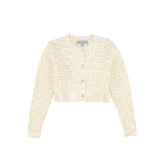 BACE COLLECTION CREAM TEXTURED BUTTON DOWN CARDIGAN