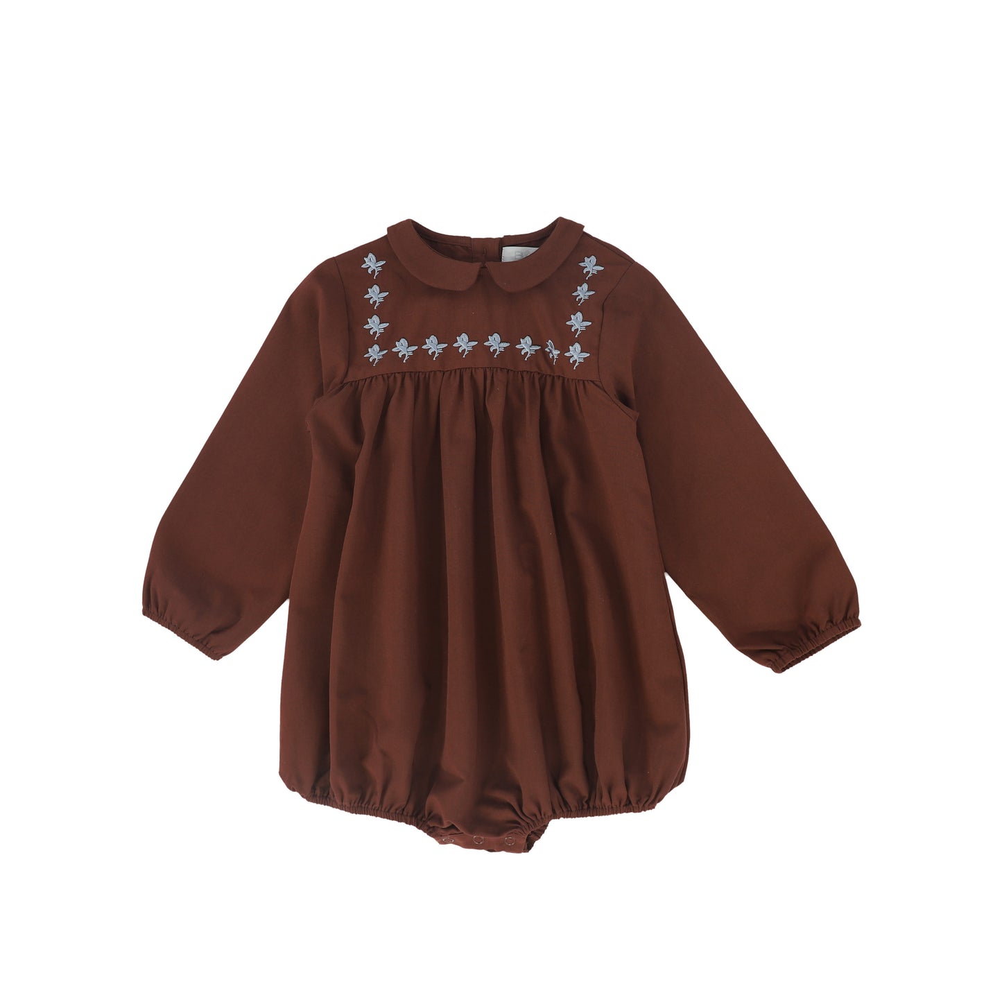 BACE COLLECTION BURGUNDY EMBROIDERED COLLAR ROMPER