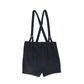 BACE COLLECTION NAVY LEATHER DETAIL SUSPENDER SHORTS