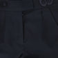BACE COLLECTION NAVY LEATHER DETAIL SUSPENDER SHORTS