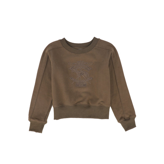 BACE COLLECTION BROWN EMBROIDERED SEAM SWEATSHIRT