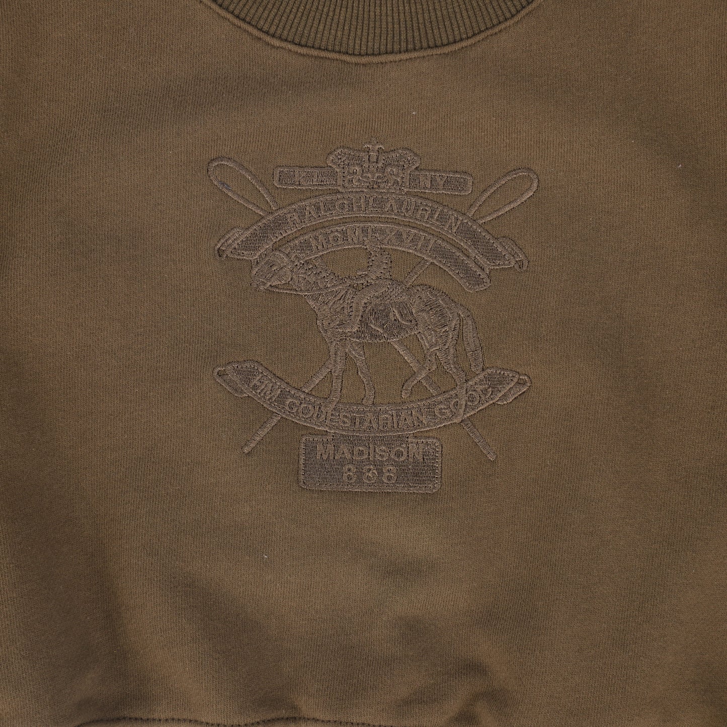BACE COLLECTION BROWN EMBROIDERED SEAM SWEATSHIRT