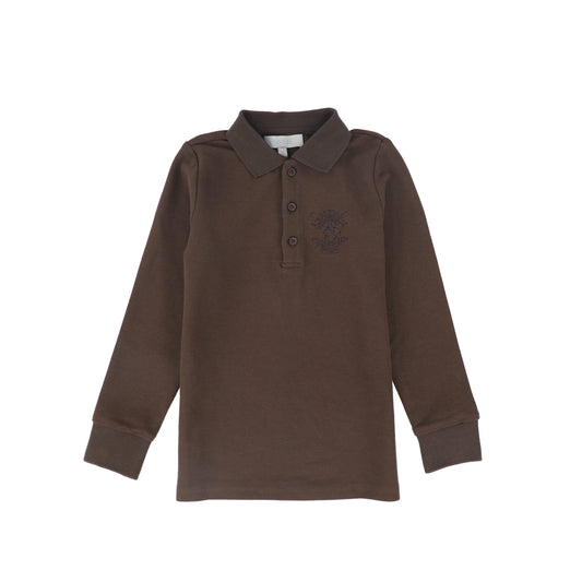 BACE COLLECTION BROWN EMBROIDERED LOGO POLO