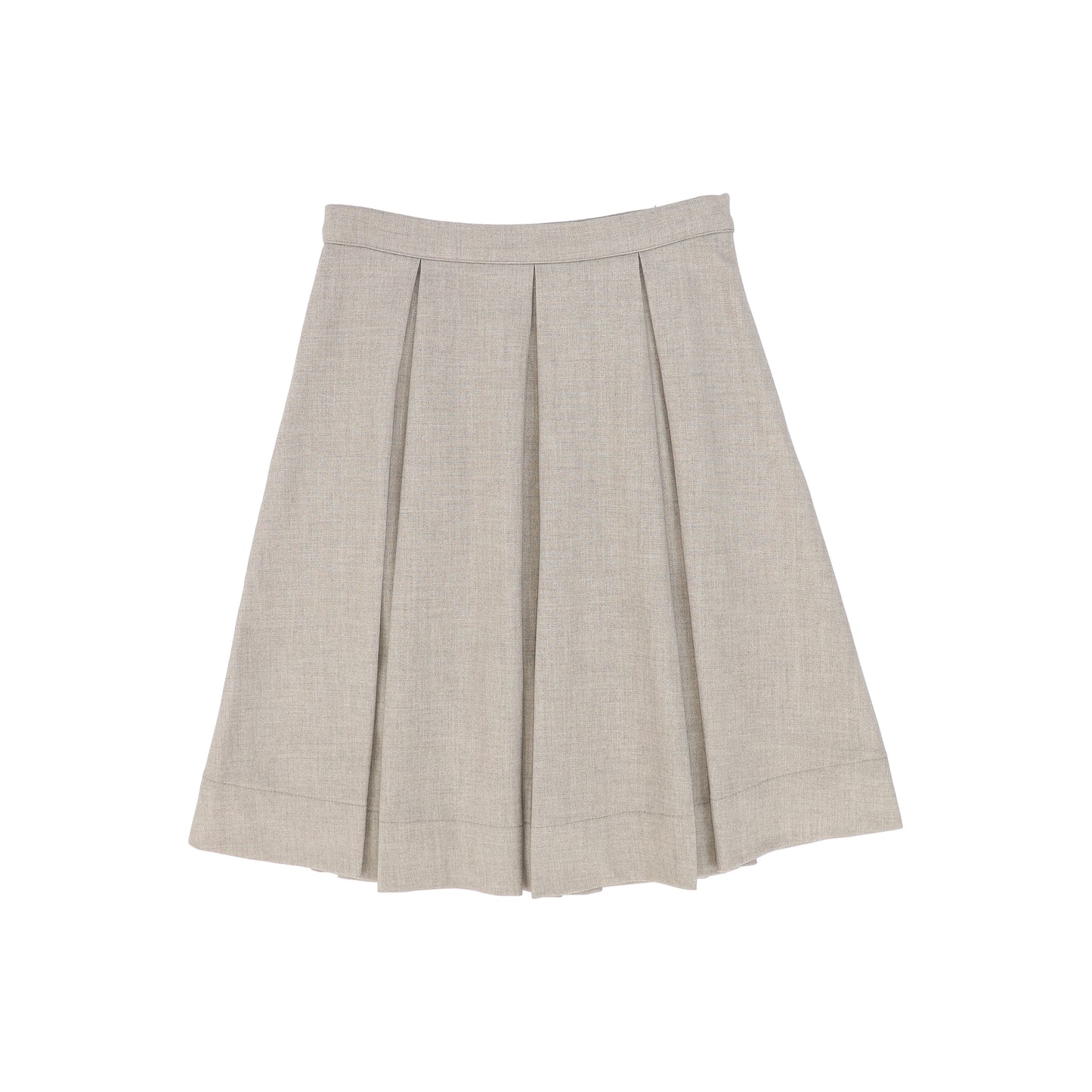 BAMBOO BEIGE PLEAT WOOL SKIRT