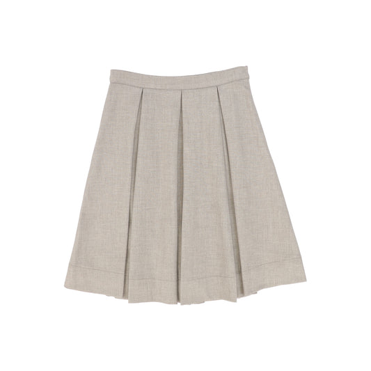 BAMBOO BEIGE PLEAT WOOL SKIRT