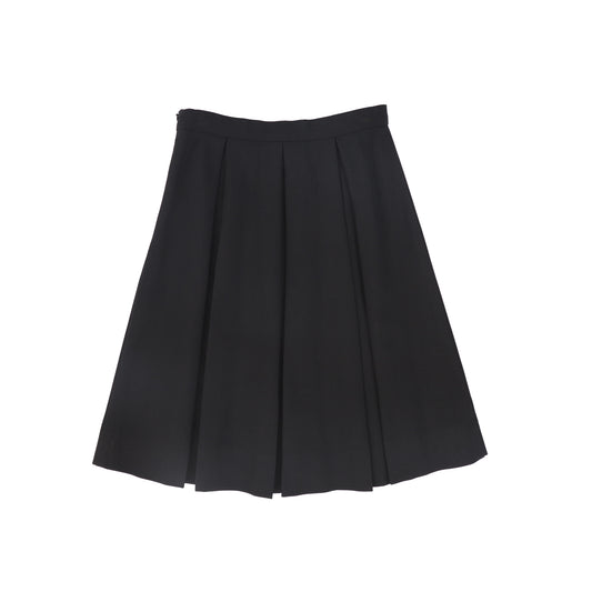 BAMBOO BLACK PLEAT WOOL SKIRT