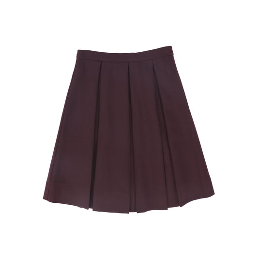 BAMBOO BURGUNDY PLEAT WOOL SKIRT