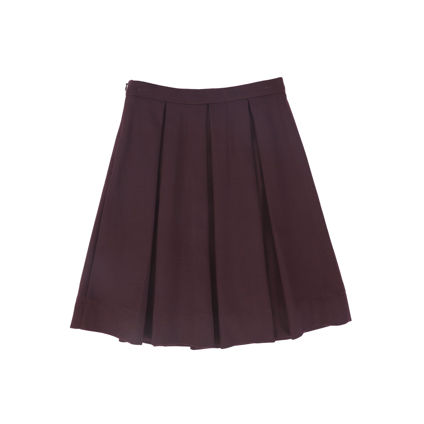 BAMBOO BURGUNDY PLEAT WOOL SKIRT