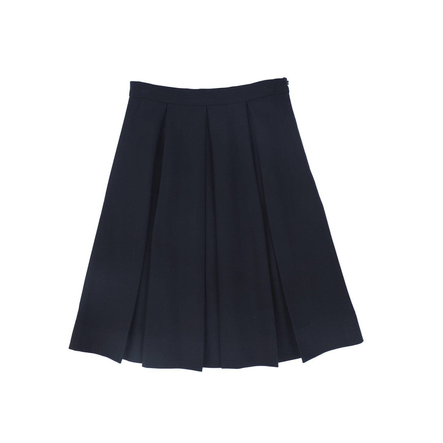 BAMBOO NAVY PLEAT WOOL SKIRT