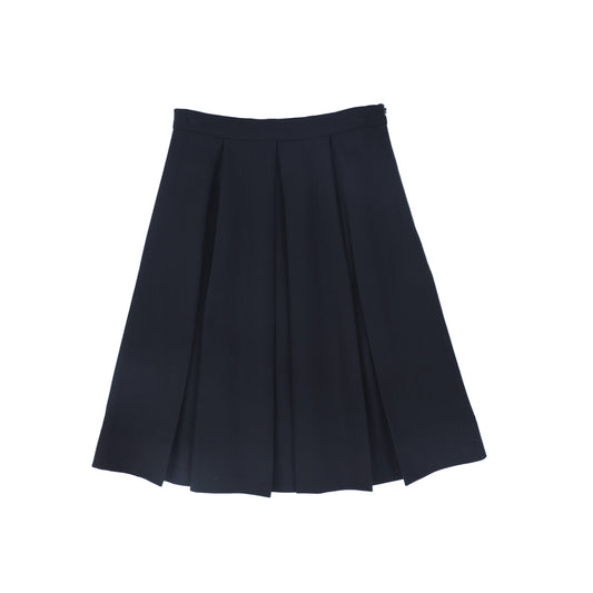 BAMBOO NAVY PLEAT WOOL SKIRT