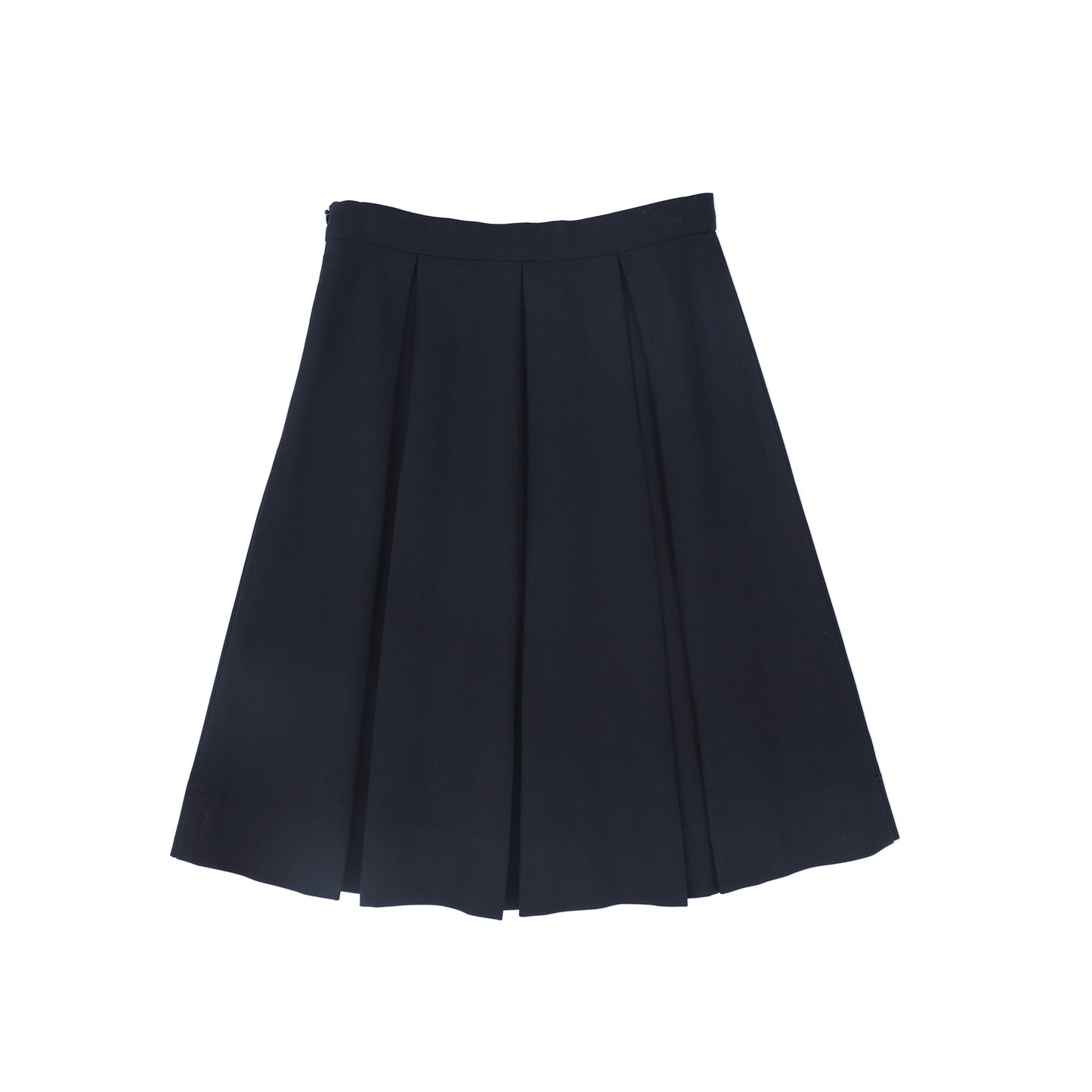 BAMBOO NAVY PLEAT WOOL SKIRT