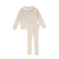 BACE COLLECTION OATMEAL LACE COLLAR SWEATER SET