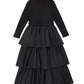 VALENTINA BLACK TIERED MOCKNECK MAXI DRESS