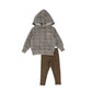 LE BOURDON BROWN PLAID PRINT SWEATSHIRT SET