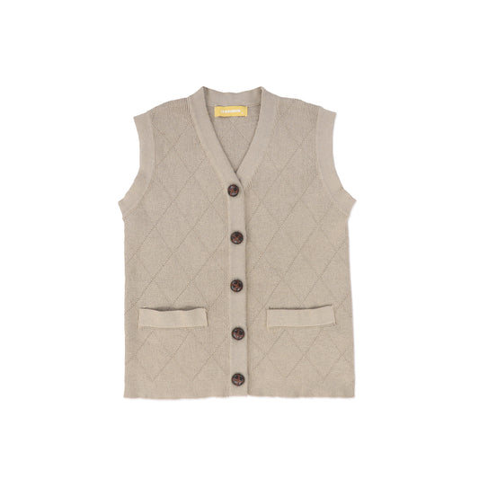 LE BOURDON CAMEL QUILTED KNIT VEST